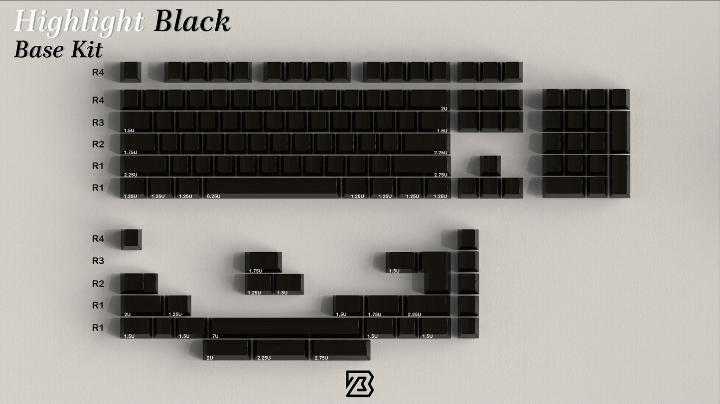 Keyboard Science Highlight Black Blank PBT High Gloss Keycaps