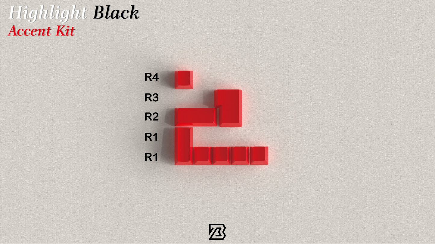 Keyboard Science Highlight Black Blank PBT High Gloss Keycaps
